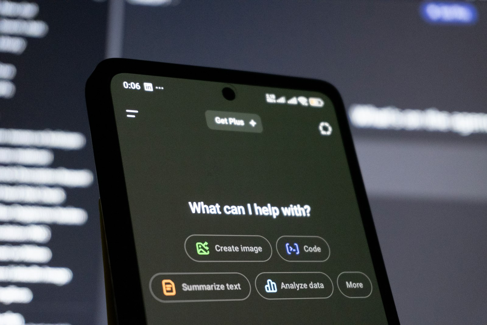 An AI assistant on a phone — ask, code, summarise, or analyse